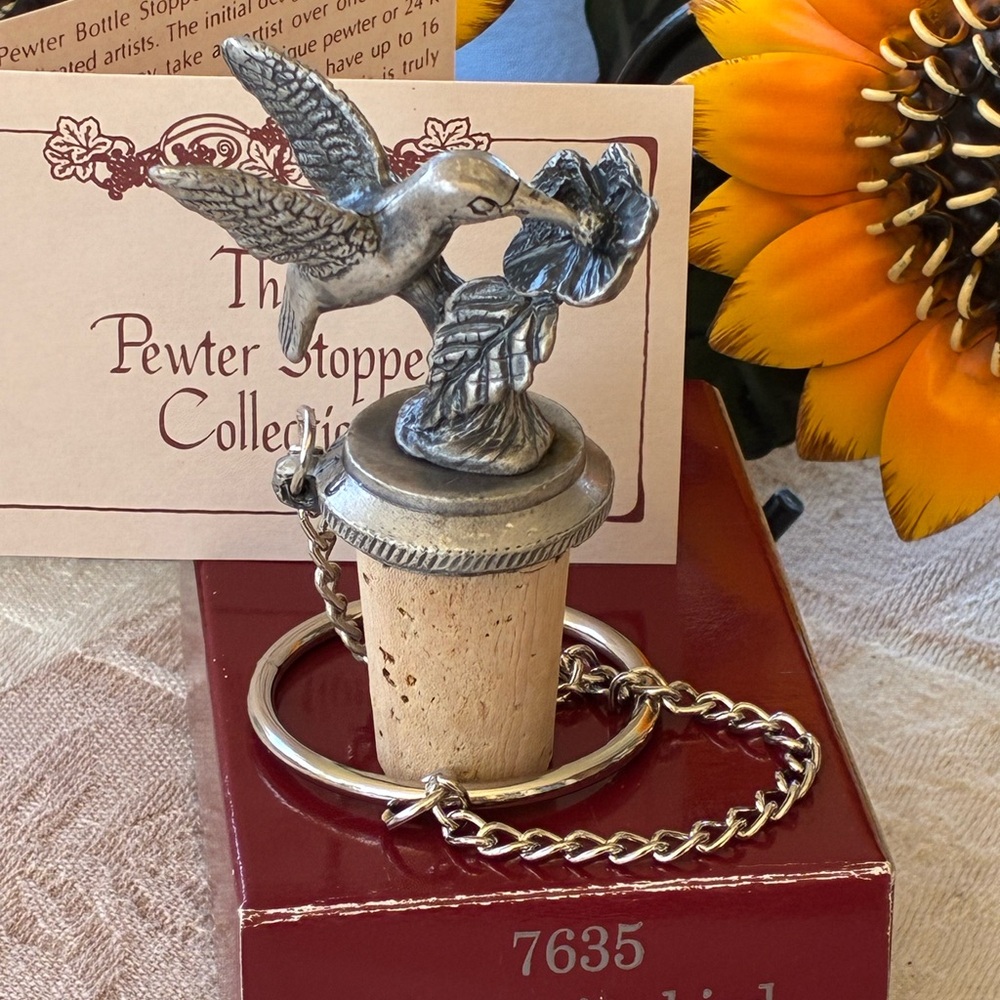 Vintage Pewter Hummingbird Wine Stopper